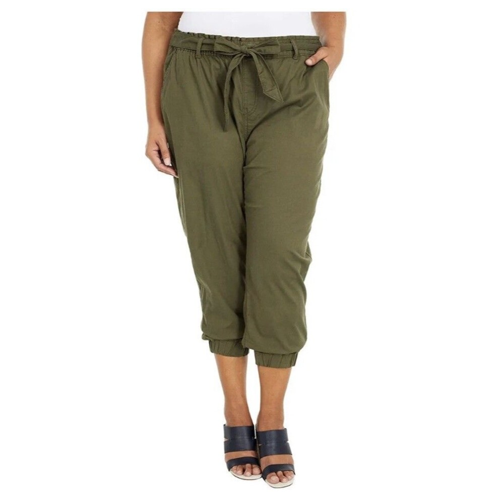 New Levis Plus Belted Joggers Womens Jet Set Relaxed Comfy Stretch Twill Pants